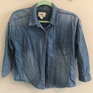 Cropped Button Up Chambray Top